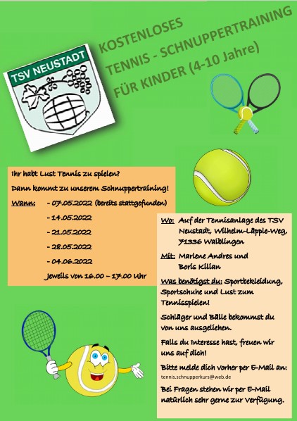 20220507 Tennis Schnuppertraining Flyer fr Kinder